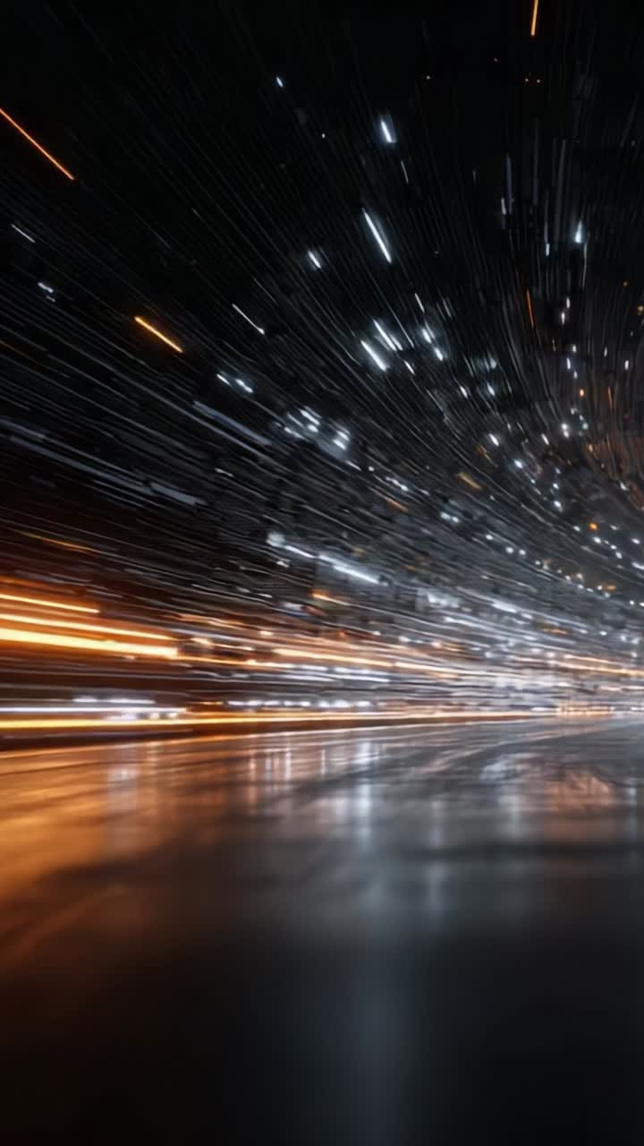 Un dinamico viaggio con effetto mosso attraverso la luce e la velocità: un'esplorazione artistica di fili luminosi e scie veloci catturati in immagini straordinarie