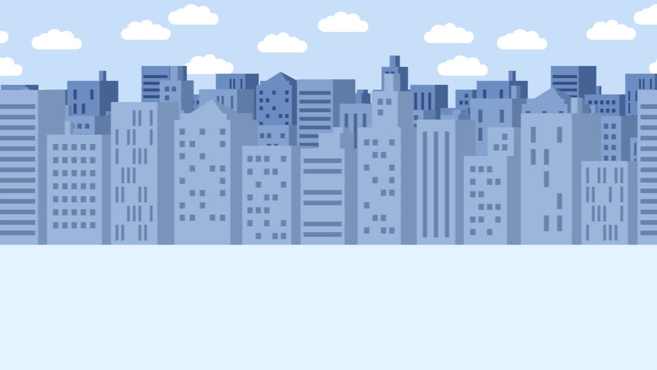 Business man fall into the hole. Background of buildings. Risk concept. Loop illustration in flat style.