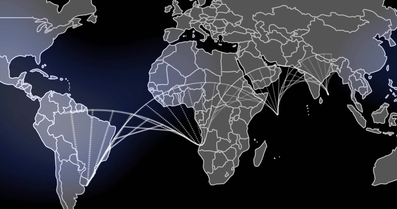 Animation of dna strand and data processing over world map