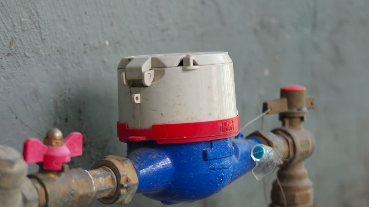 close up water meter check