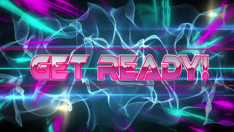 animation of get ready text over network of light trails