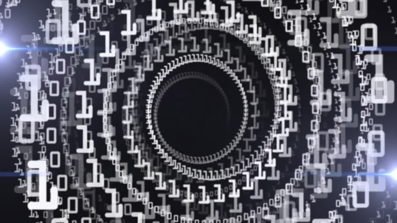 animación de la interfaz digital con codificación binaria en círculos