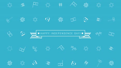 israel independence day holiday flat design animation background with traditional outline icon symbols and english text