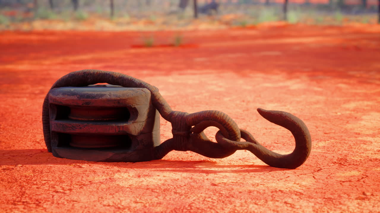 오래된 녹은 갈고리와 사슬