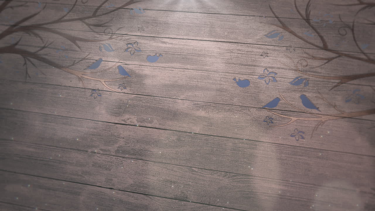 pájaros de movimiento de primer plano en árboles de madera con fondo de boda