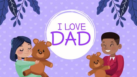 i love dad lettering with afro dad and daughter