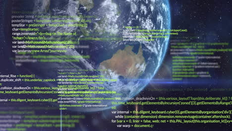 Animation-of-processing-data-over-globe-in-space