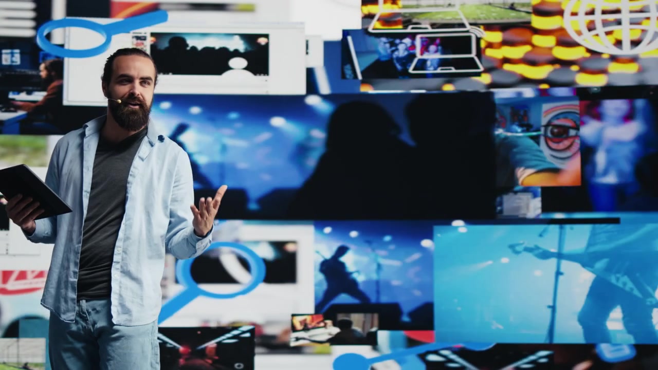 Un trendsetter maschile condivide idee innovative in un talk dal vivo