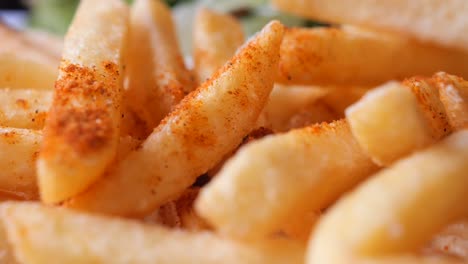 close-up of crispy spiced french fries