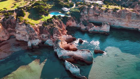stunning aerial view of rocky coastline in southern portugal