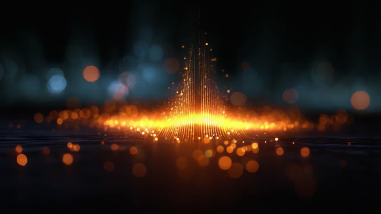 An Abstract Visualization of Sound Waves with Glowing Particles: A Mesmerizing Display of the Beauty and Rhythm of Audio in Motion and Light