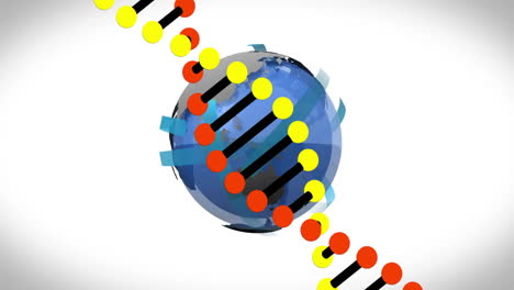 dna strand animation over rotating globe