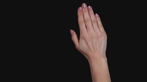 set of 5 different pre keyed chroma key transparent full hand cleaning screen window gestures on greenscreen womans hand