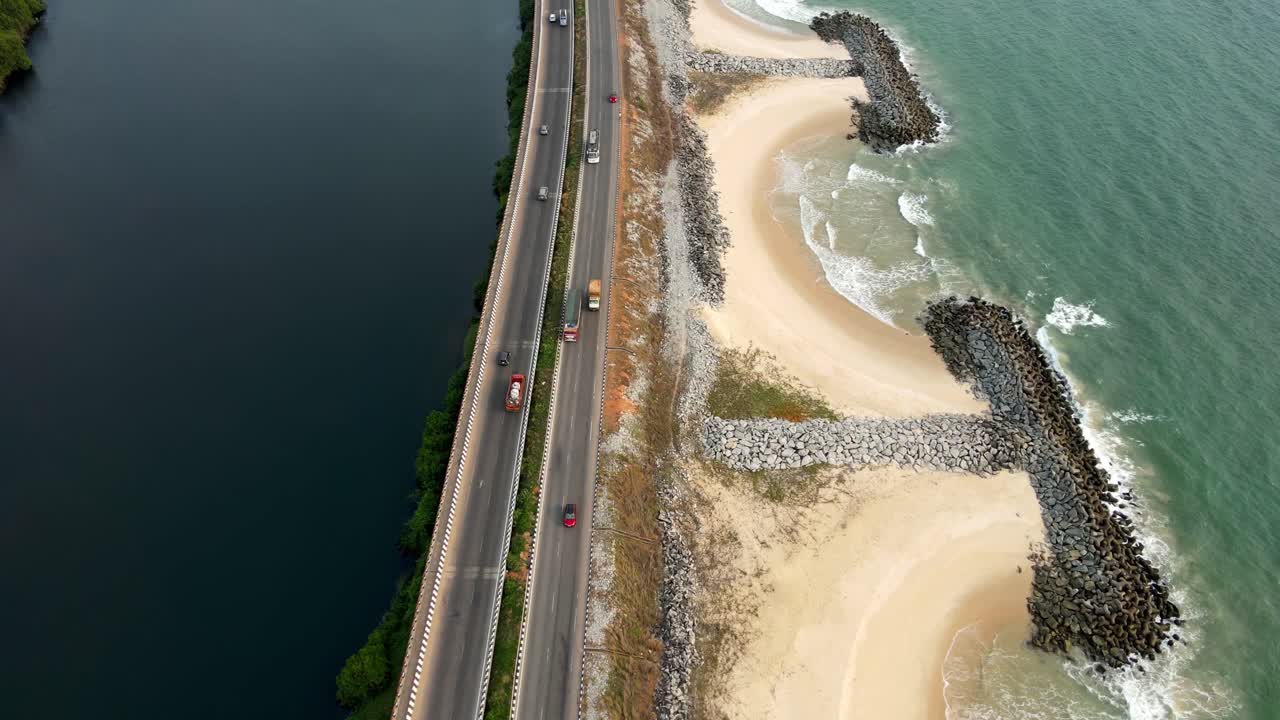 Coastal Highway with River and Beach