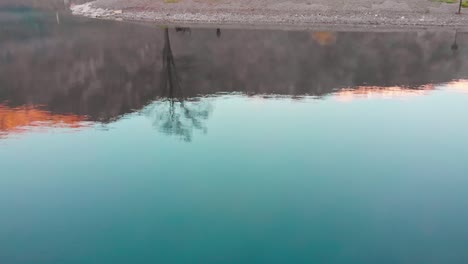 drone shot over a lake in italy