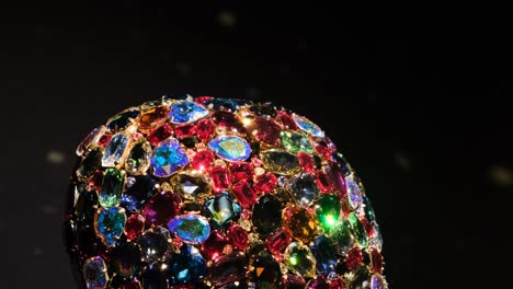 close-up view of a jeweled headpiece