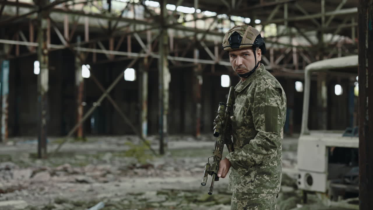 Soldier in a Ruined Factory