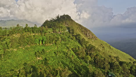 ella sri lanka aerial v8 drone flyover litte adam's peak capturing flying ravana zip-line and beautiful lush nature landscape of hills and valleys at sunset - shot with mavic 3 cine - april 2023