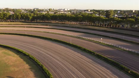 drone orbiting shot of empty racecourse san isidro in buenos aires