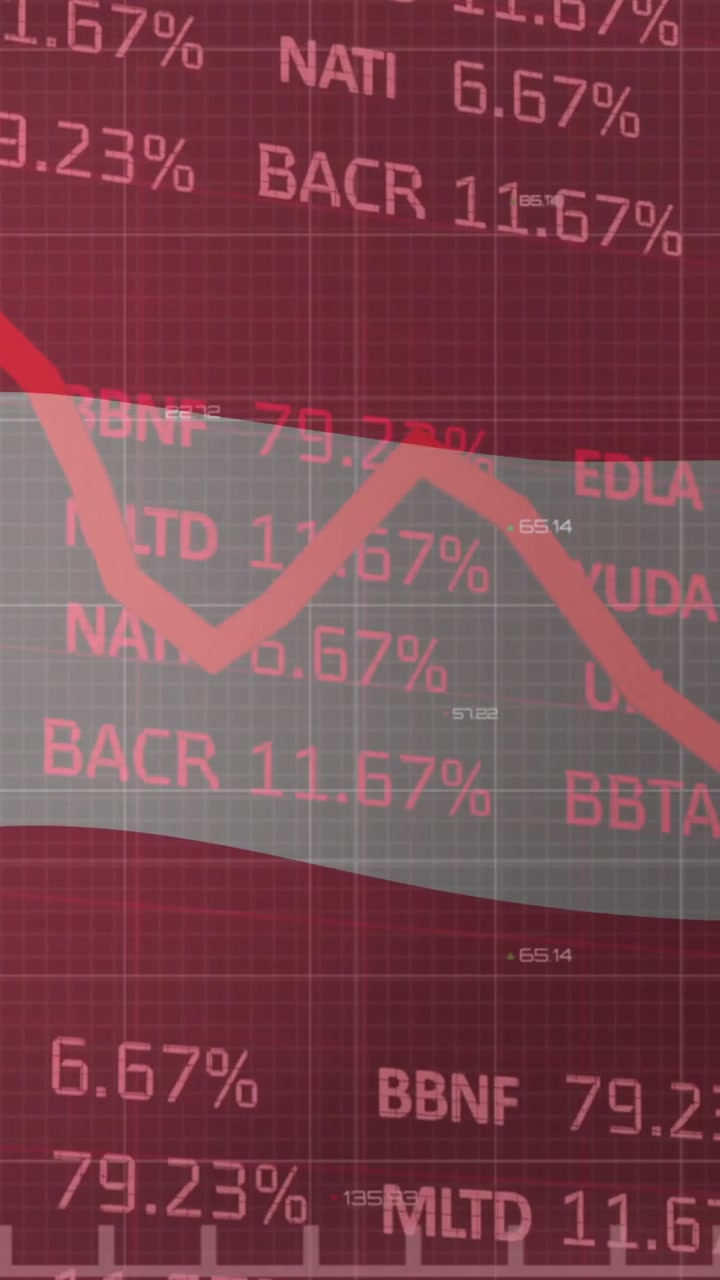 Animering av finansiell databehandling över Österrikes flagga
