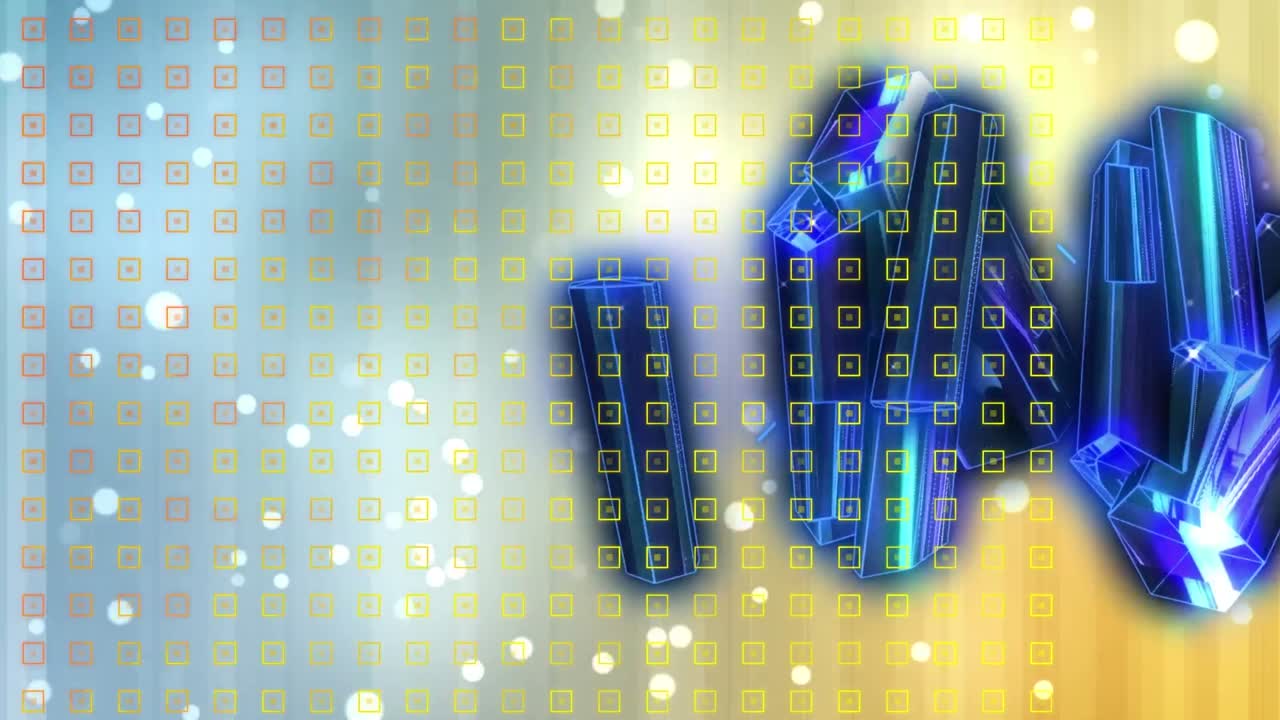 animación de diamantes azules que se mueven sobre un fondo azul y amarillo