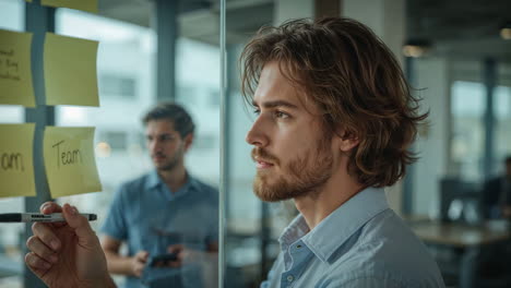 business colleagues brainstorming and discussing ideas in an office meeting