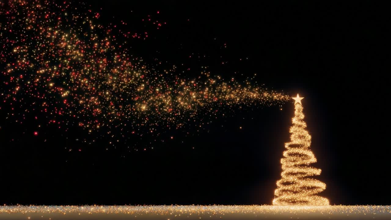 A Stunning Glittering Christmas Tree Radiating Golden Lights and Holiday Cheer Against a Dark Background, Capturing the Essence of Festive Celebrations and Joyous Winter Gatherings in Two Beautiful Frames