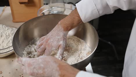 mixing dough for bread