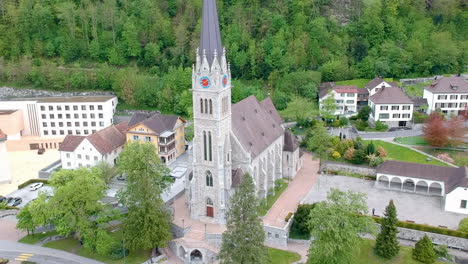 exterior of neo-gothic church vaduz cathedral in vaduz, liechtenstein