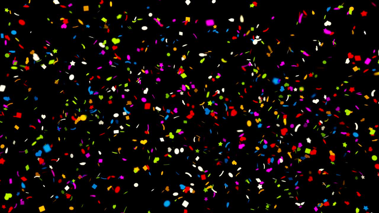 confeti colorido sobre un fondo negro