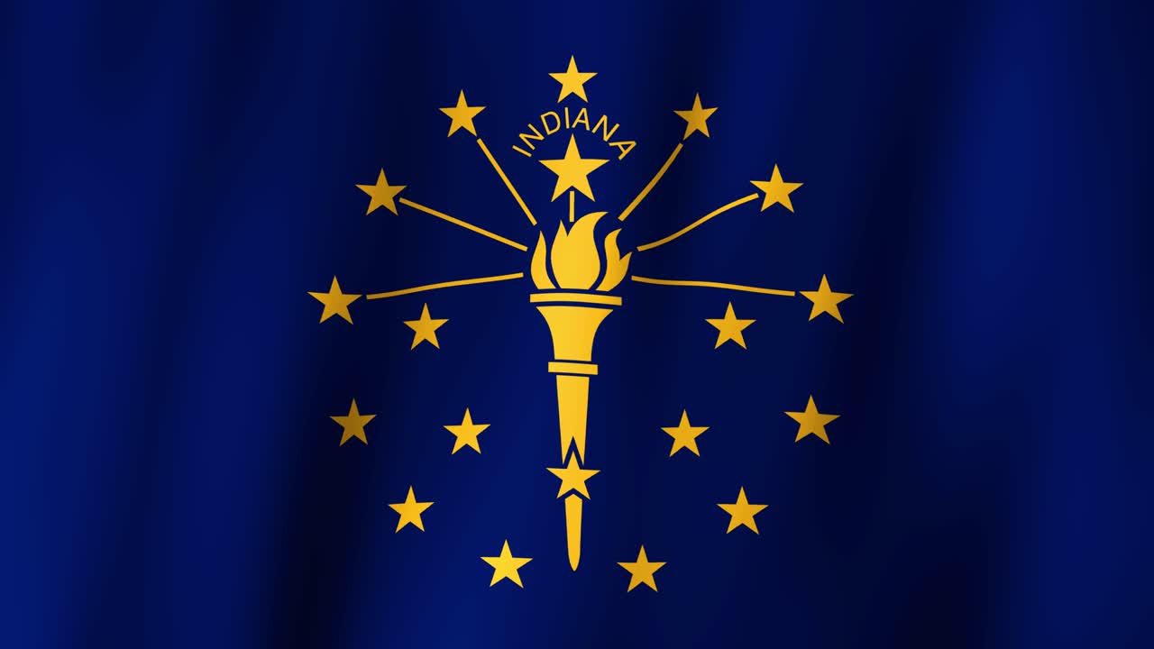 Loopable state flag of the State of Indiana. Digital animation waving background. (United States of America)