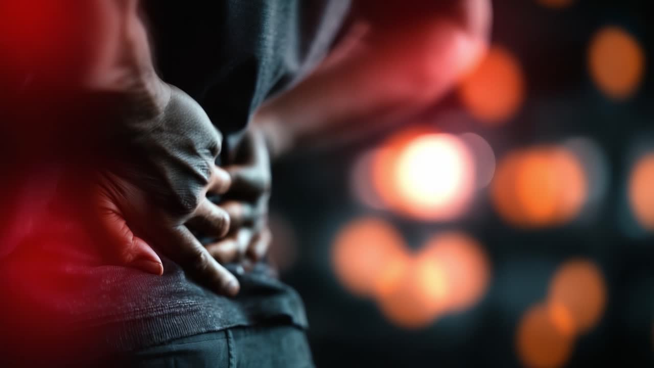 Una prospettiva ravvicinata del dolore cronico alla schiena: comprendere il disagio e lo sforzo fisico sulla parte bassa della schiena mentre le sfide della vita persistono