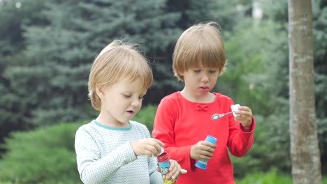 two sisters blowing bubbles two young girls playing together in the park blowing bubbles and having fun on a summer day perfect for content about childhood playtime and summer activities