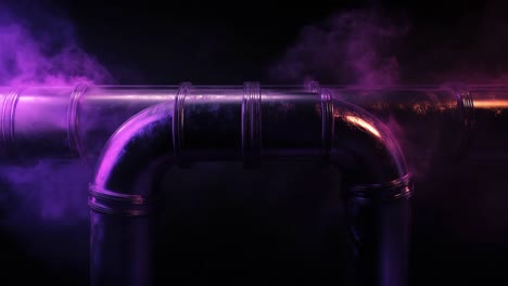industrial pipes with steam and smoke