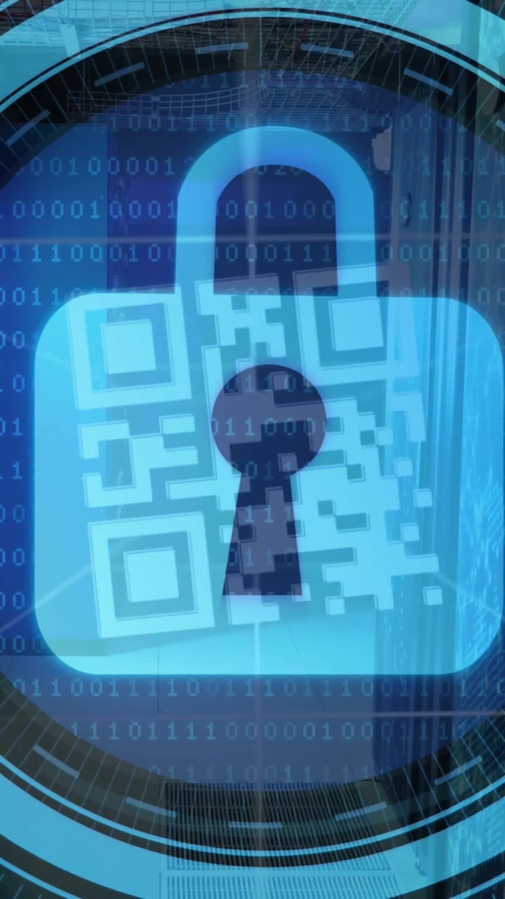 Animation of circular scanner with rotating over person icon on black background