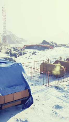 exploring a remote research station nestled in the icy wilderness
