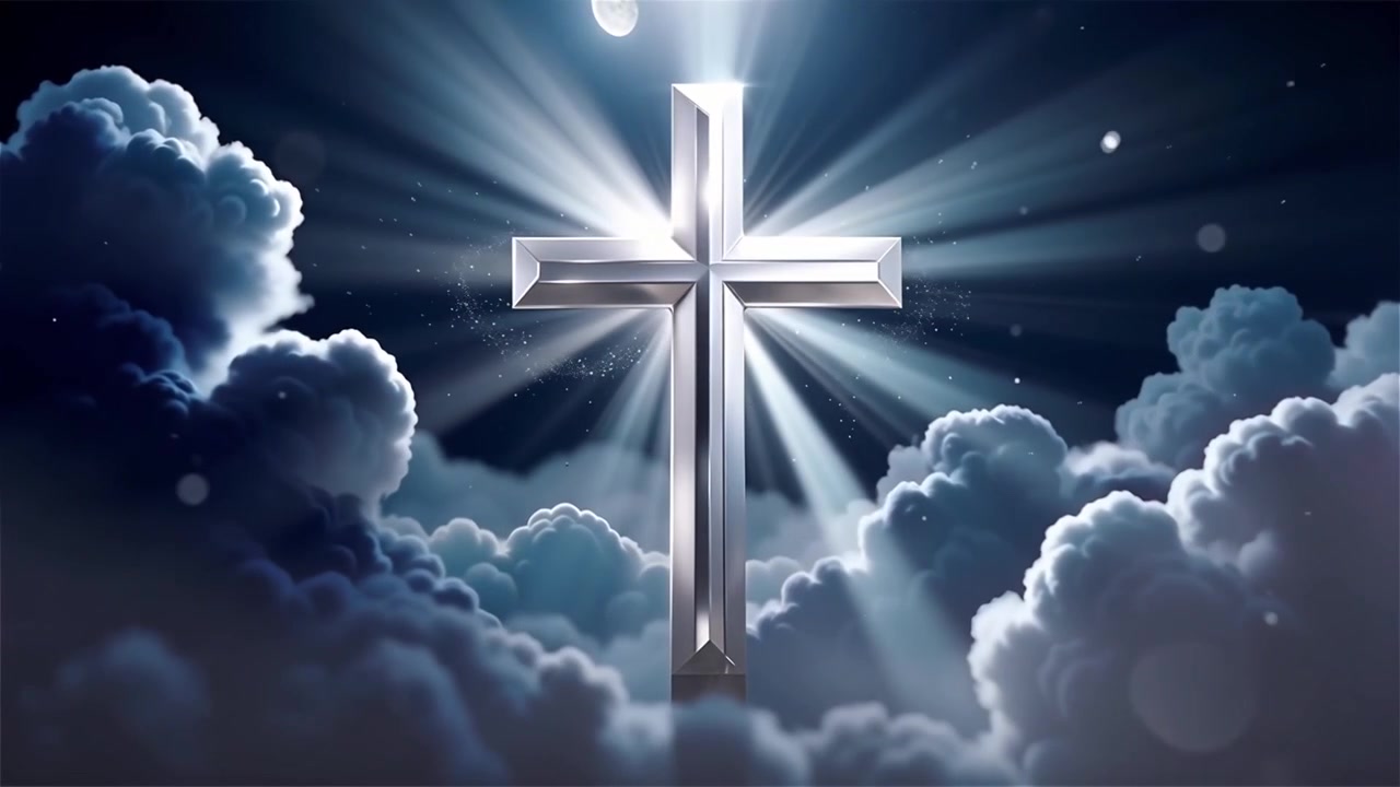Christian Cross Heavenly Light Worship Background