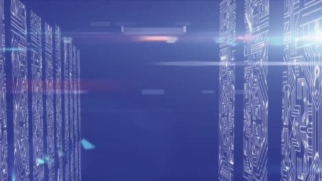 Microprocessor connections against blue background