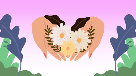 hands holding flowers in heart shape