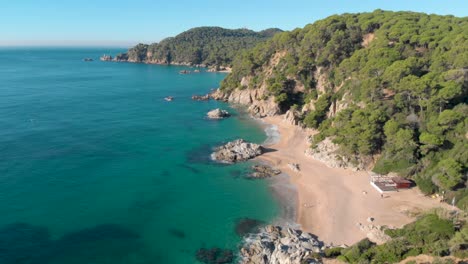 aerial shots, beach, europe, turquoise water rock, sand, vegetation, transparent water