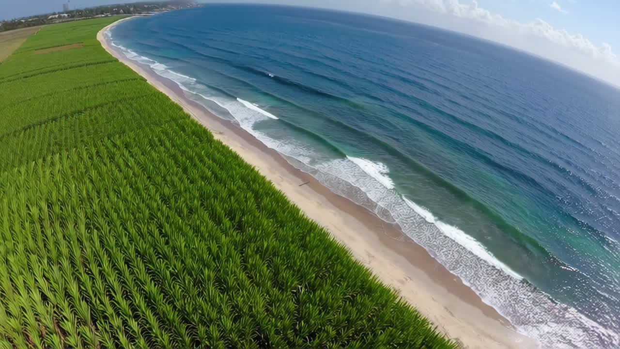 Sugar Cane Field Meets Ocean Beach