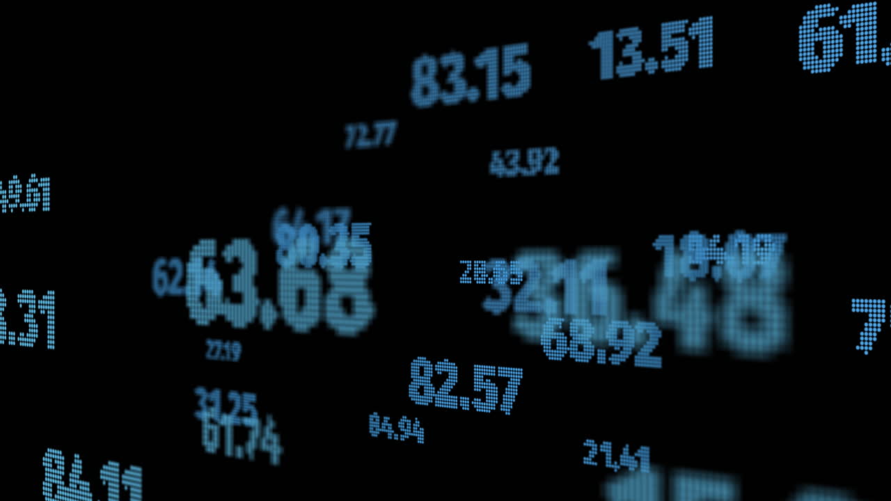 animación del procesamiento de datos financieros sobre un fondo negro