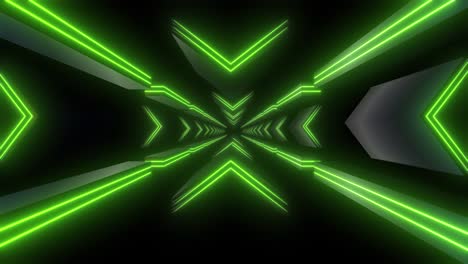 túnel verde de neón renderizado en 3d