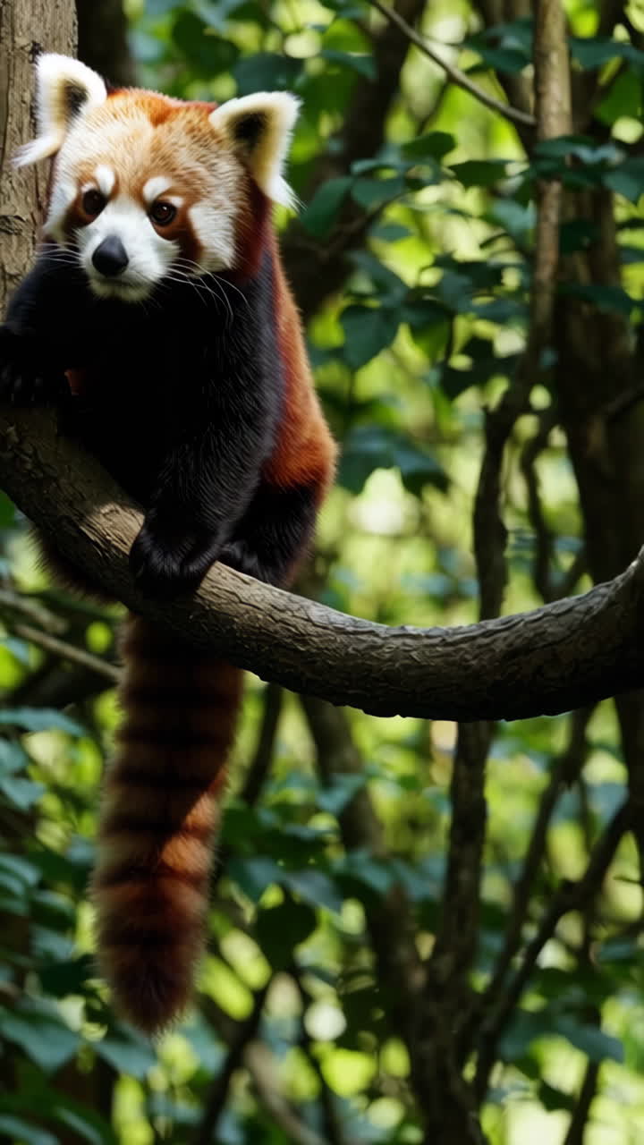 panda rojo en una rama