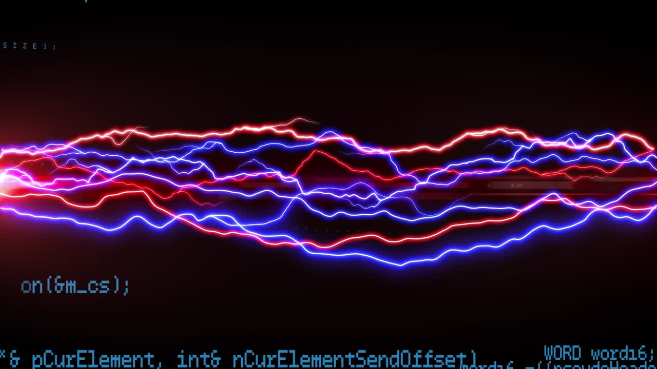 animación del procesamiento de datos sobre un fondo negro