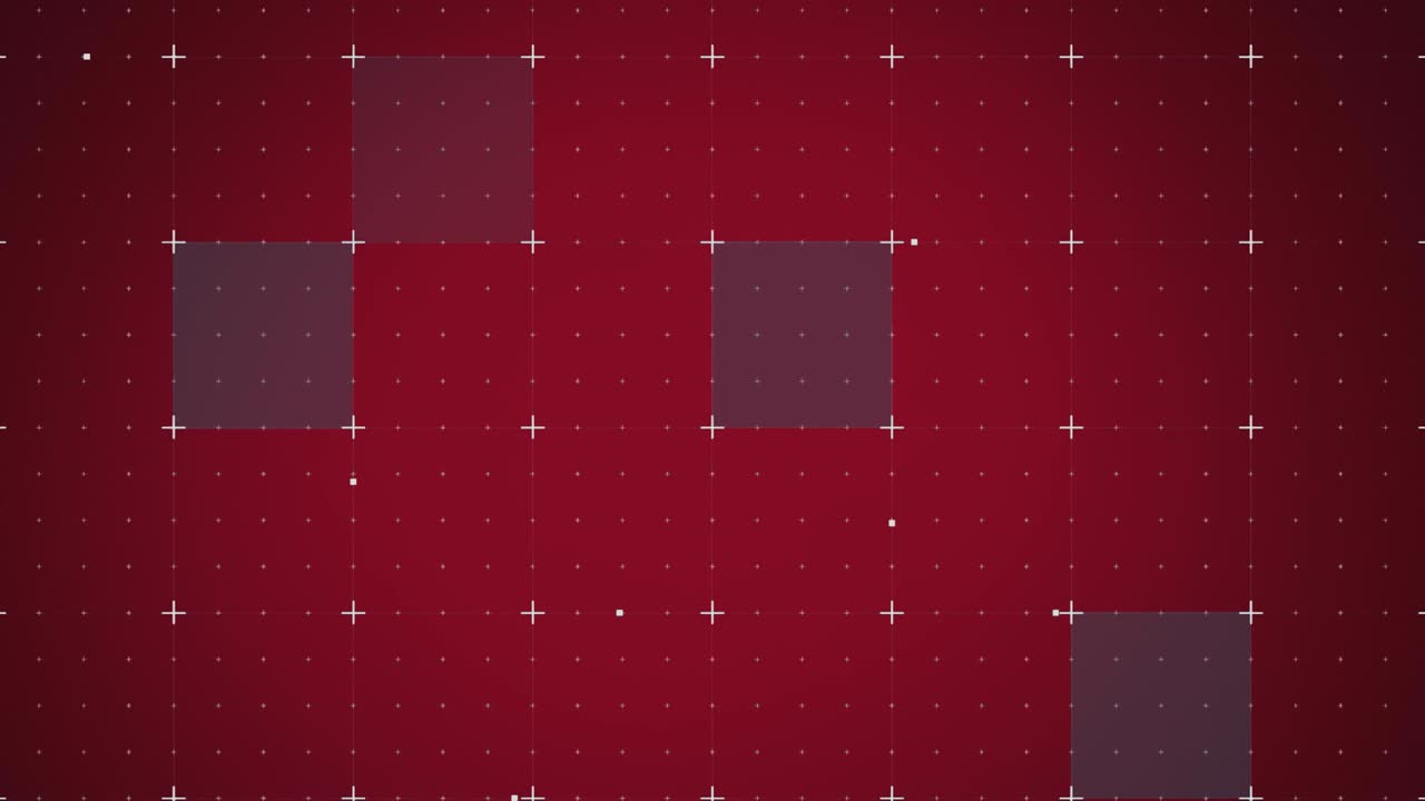 빨간 바탕에 그리드 위에서 움직이는 마커와 사각형의 애니메이션