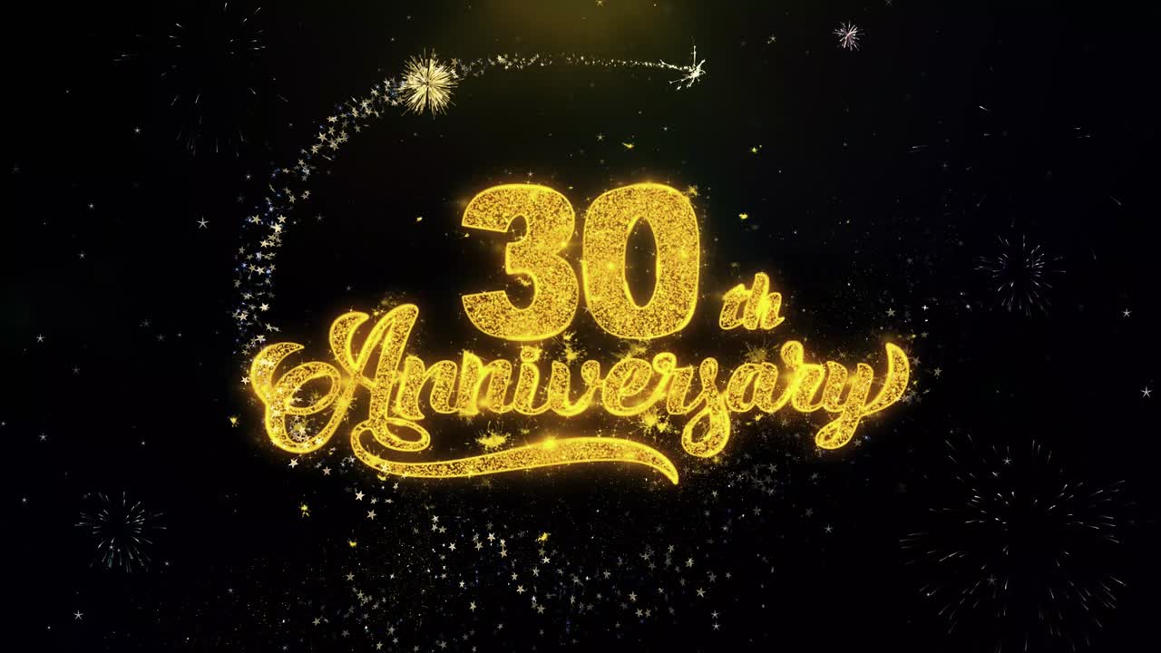 30th Anniversary Celebration Graphic Design with Fireworks