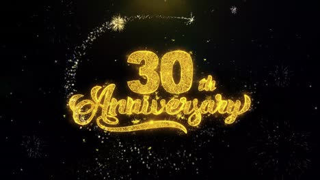 30th anniversary celebration graphic design with fireworks