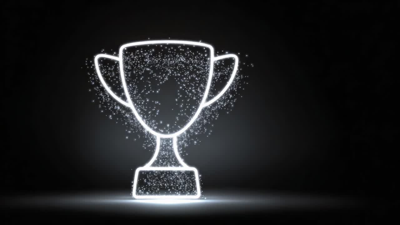 Illuminated Trophy Design: A Sparkling Icon Representing Achievement, Success, and Recognition