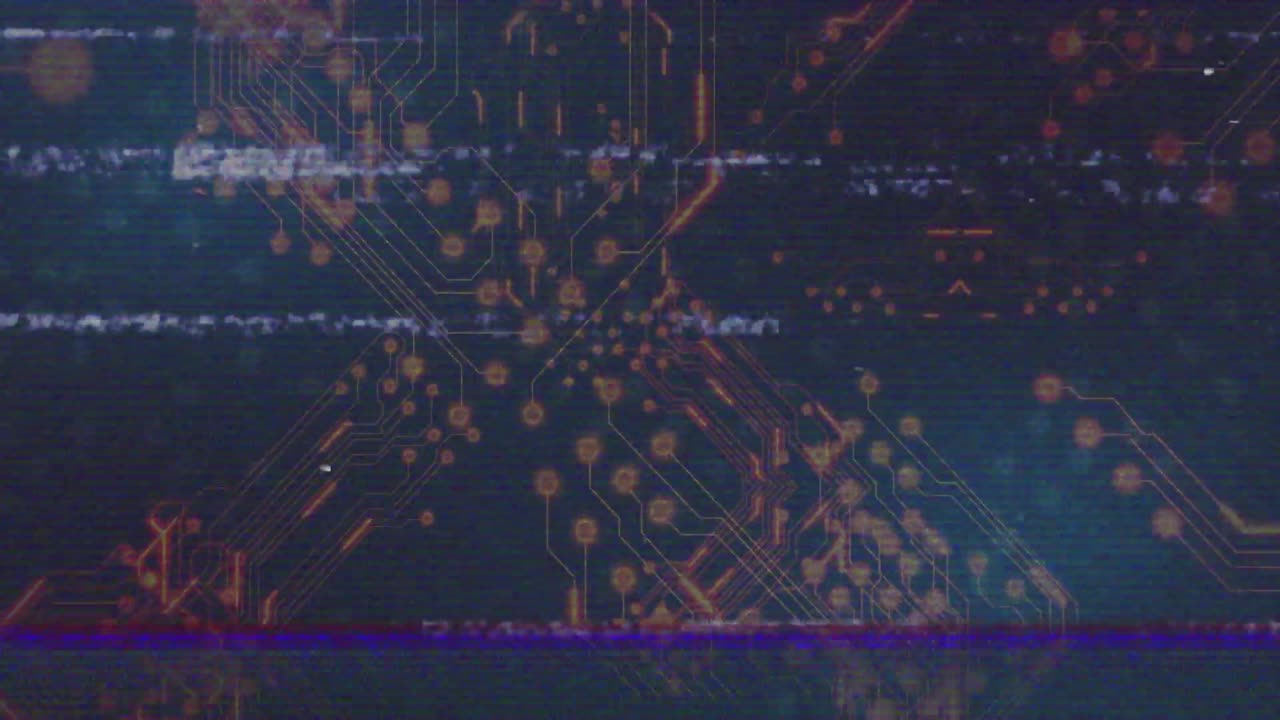 Single static strip appearing driving noise bands flickering while red orange circuitry densifying